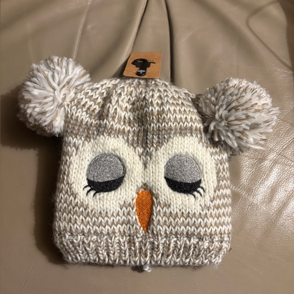 Adorable Owl Knit Hat for Kids - Gray and Orange